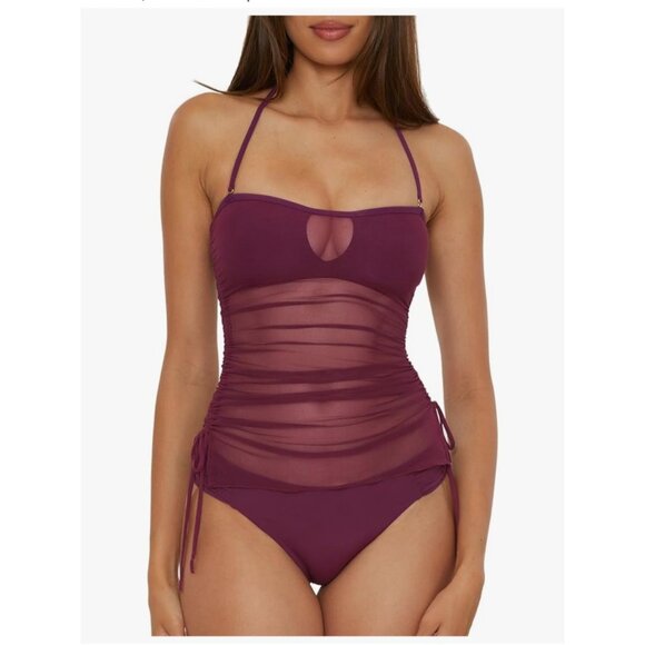 Becca By Rebecca Virtue Womens XL Muse Bandeau Mesh Tankini Swim Top New - Picture 7 of 8